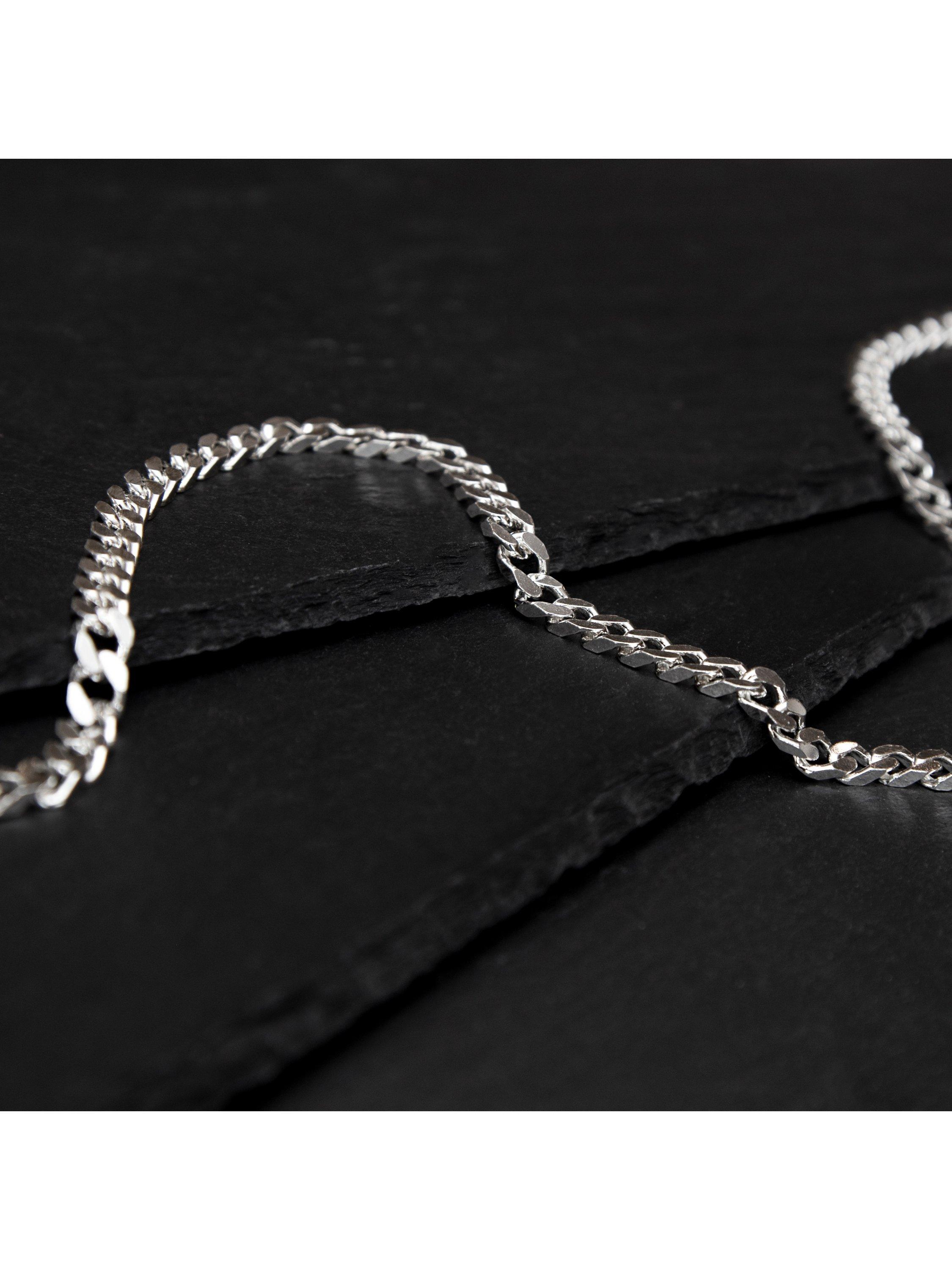 Product image 2 of 4, which shows Hoxton London Men's Square Curb Chain Necklace, Silver