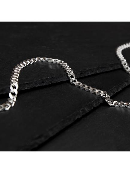 Hoxton London Men's Square Curb Chain Necklace, Silver - view 2, Silver