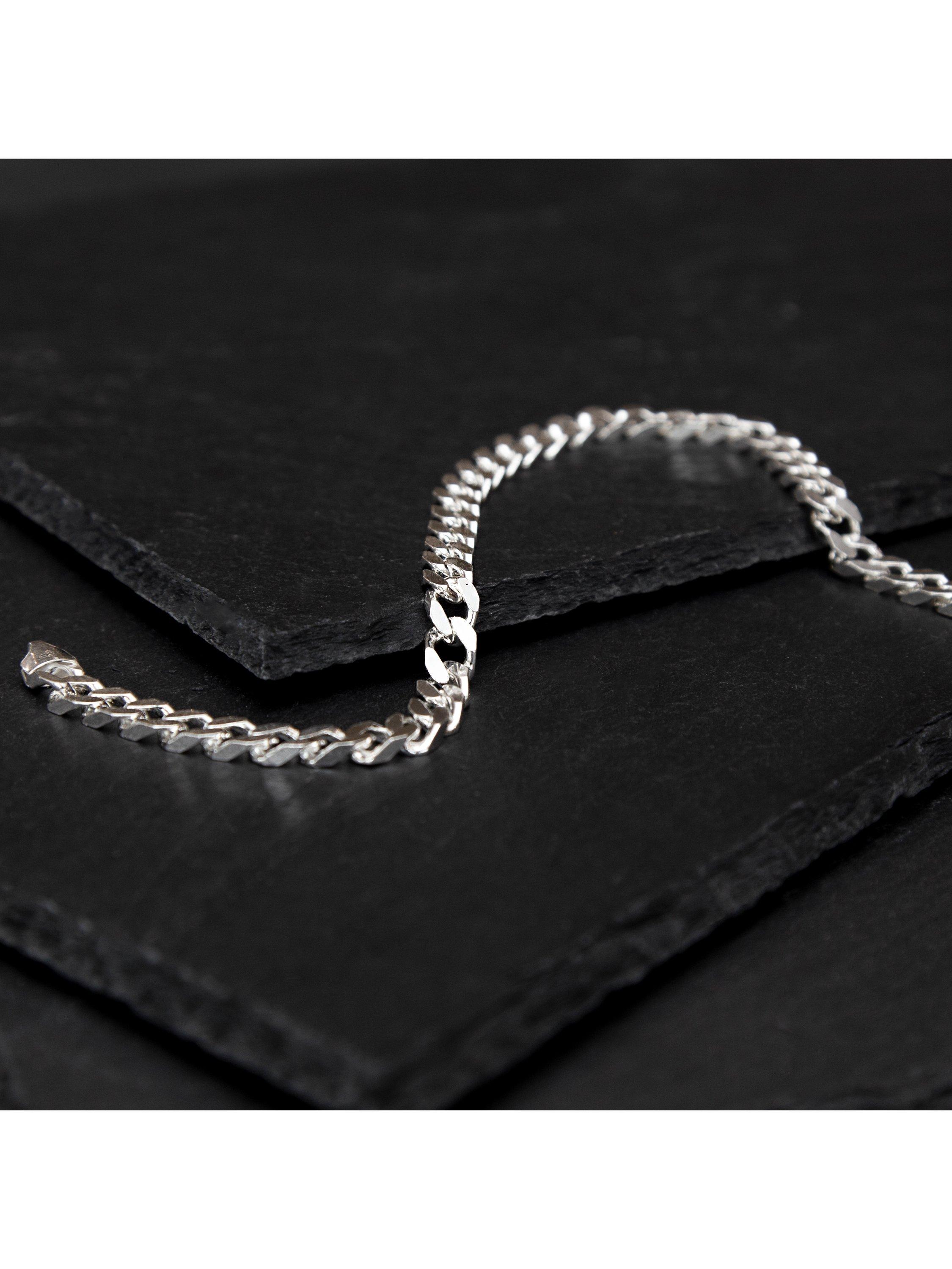 Product image 3 of 4, which shows Hoxton London Men's Square Curb Chain Necklace, Silver