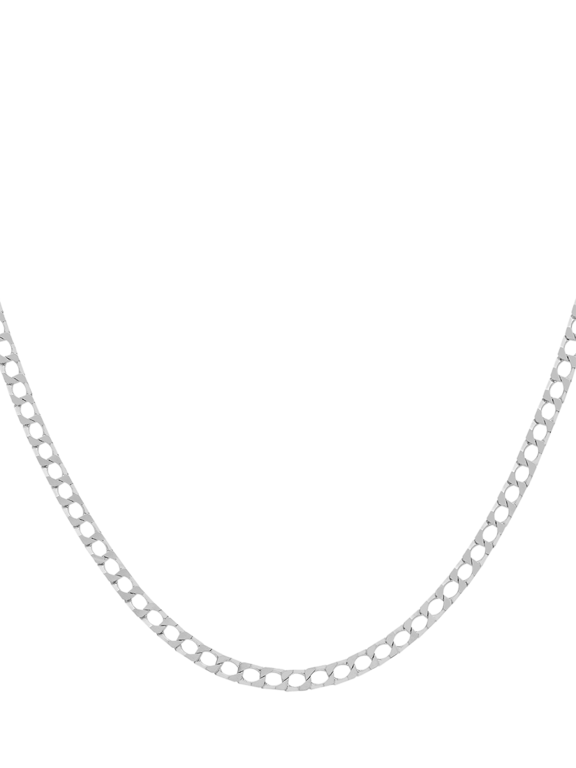 Product image 1 of 4, which shows Hoxton London Men's Flat Square Curb Chain Necklace, Silver