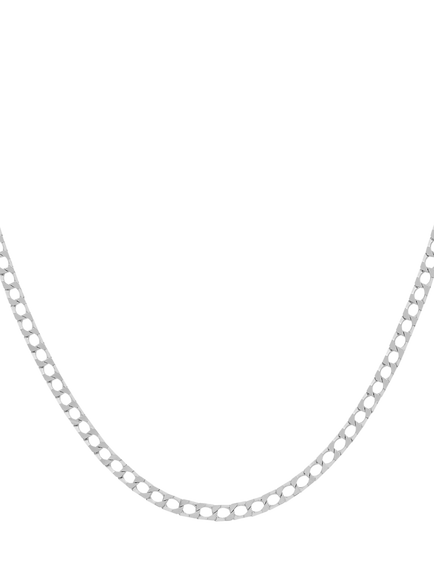Hoxton London Men's Flat Square Curb Chain Necklace, Silver, Silver