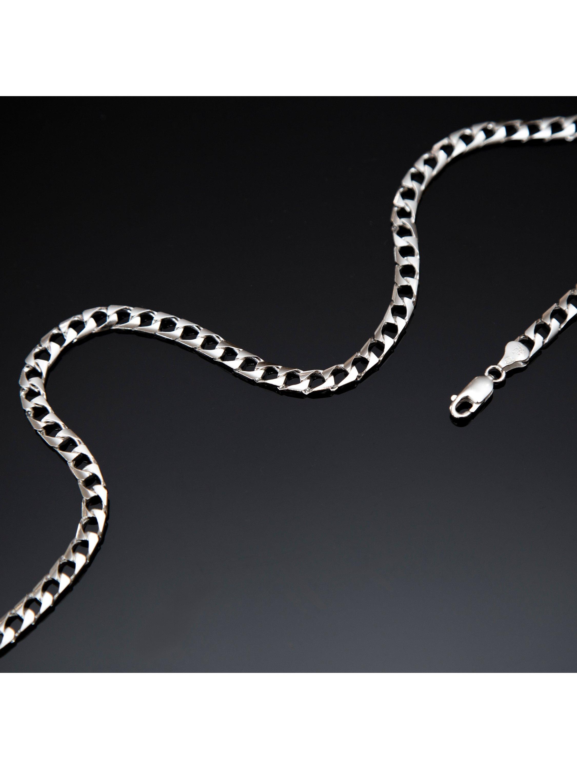 Product image 3 of 4, which shows Hoxton London Men's Flat Square Curb Chain Necklace, Silver