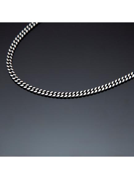 Hoxton London Men's Oxidised Flat Curb Chain Necklace, Silver - view 2, Silver