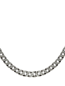 Hoxton London Men's Oxidised Flat Curb Chain Necklace, Silver, Silver
