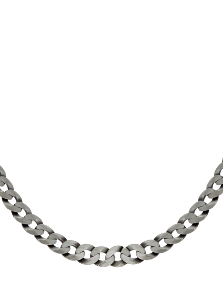Hoxton London Men's Oxidised Flat Curb Chain Necklace, Silver, Silver