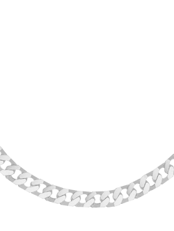 Hoxton London Men's Flat Square Link Curb Chain Necklace, Silver, Silver