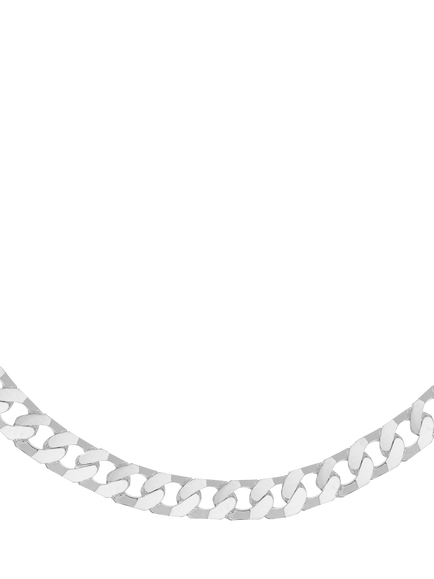 Hoxton London Men's Flat Square Link Curb Chain Necklace, Silver, Silver