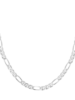 Hoxton London Men's Figaro Rambo Chain Necklace, Silver, Silver