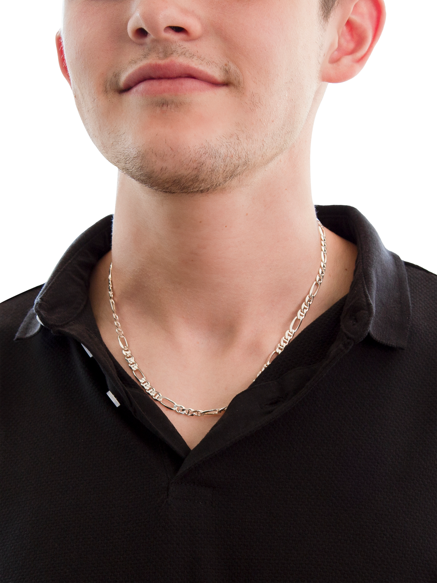 Product image 4 of 4, which shows Hoxton London Men's Figaro Rambo Chain Necklace, Silver