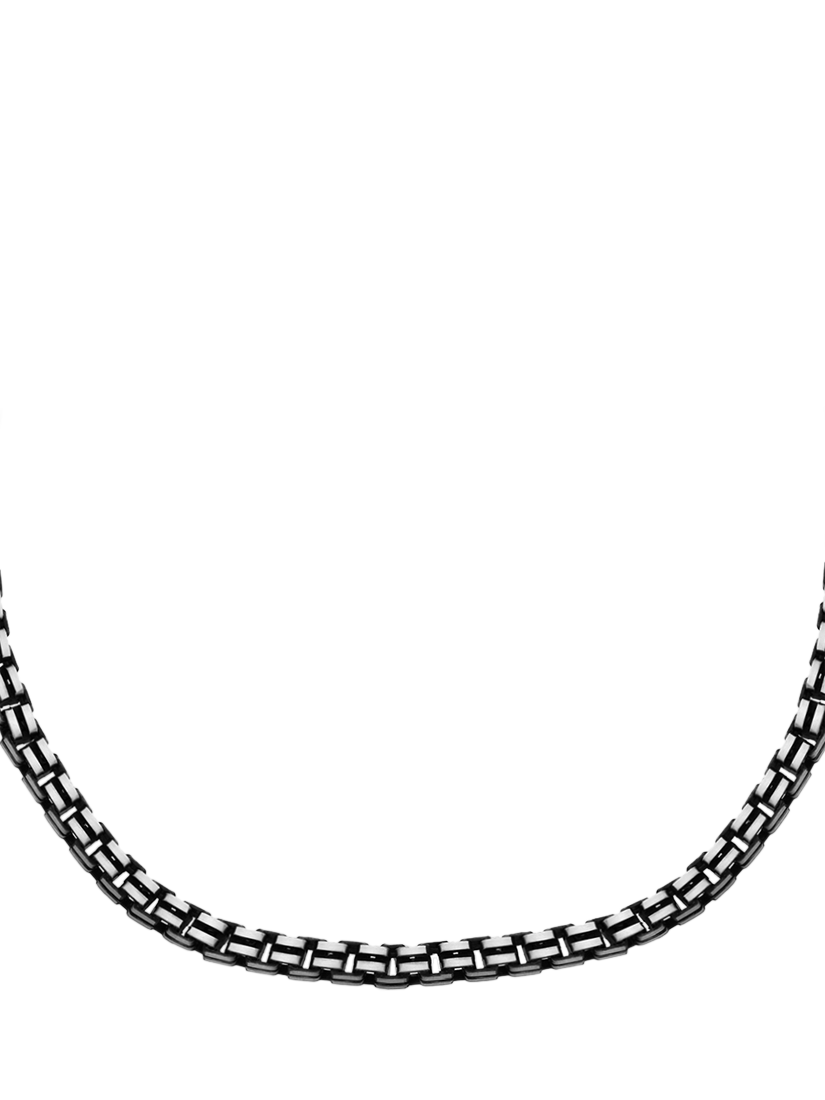 Product image 1 of 4, which shows Hoxton London Men's Oxidised Grooved Box Chain Necklace, Silver