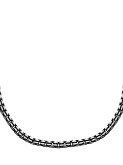 Hoxton London Men's Oxidised Grooved Box Chain Necklace, Silver, Silver