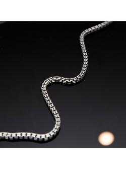 Hoxton London Men's Oxidised Grooved Box Chain Necklace, Silver - view 2, Silver