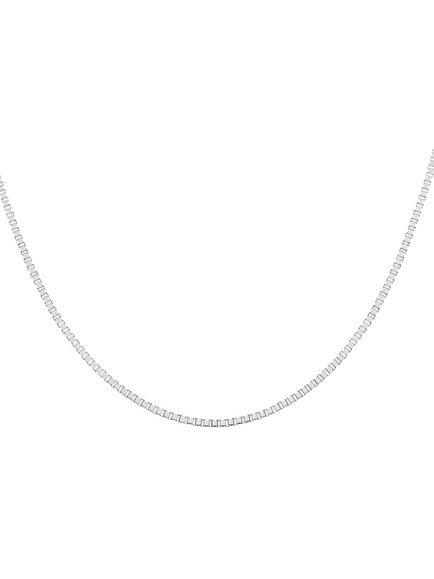 Hoxton London Men's Sterling Silver Box Chain Necklace, Silver, Silver
