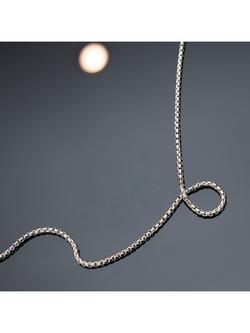 Hoxton London Men's Sterling Silver Box Chain Necklace, Silver - view 2, Silver