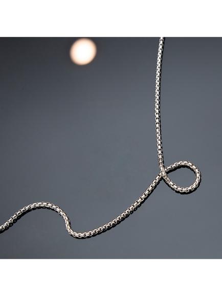 Hoxton London Men's Sterling Silver Box Chain Necklace, Silver - view 2, Silver