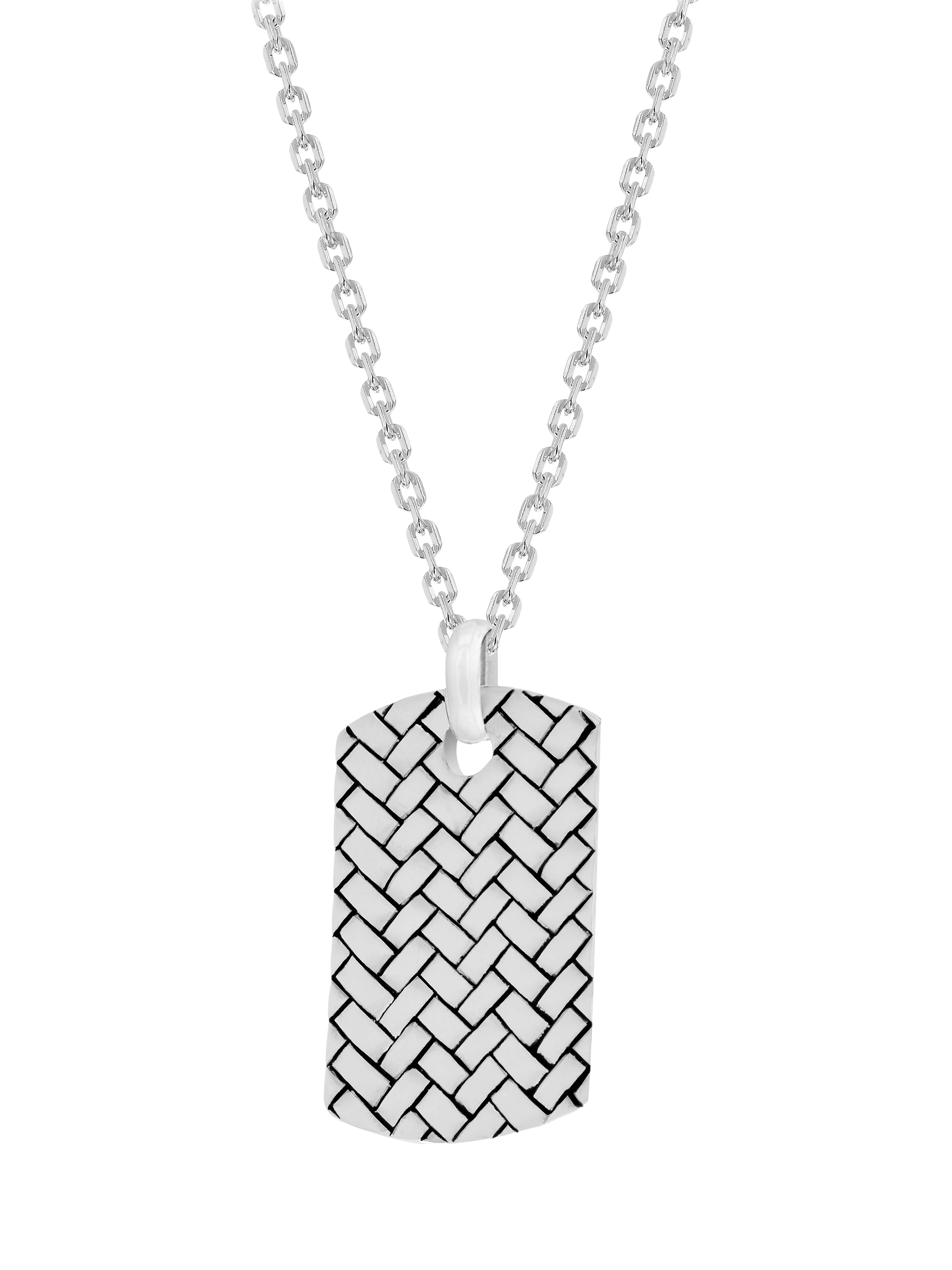 Product image 1 of 5, which shows Hoxton London Men's Braided Dog Tag Necklace, Silver