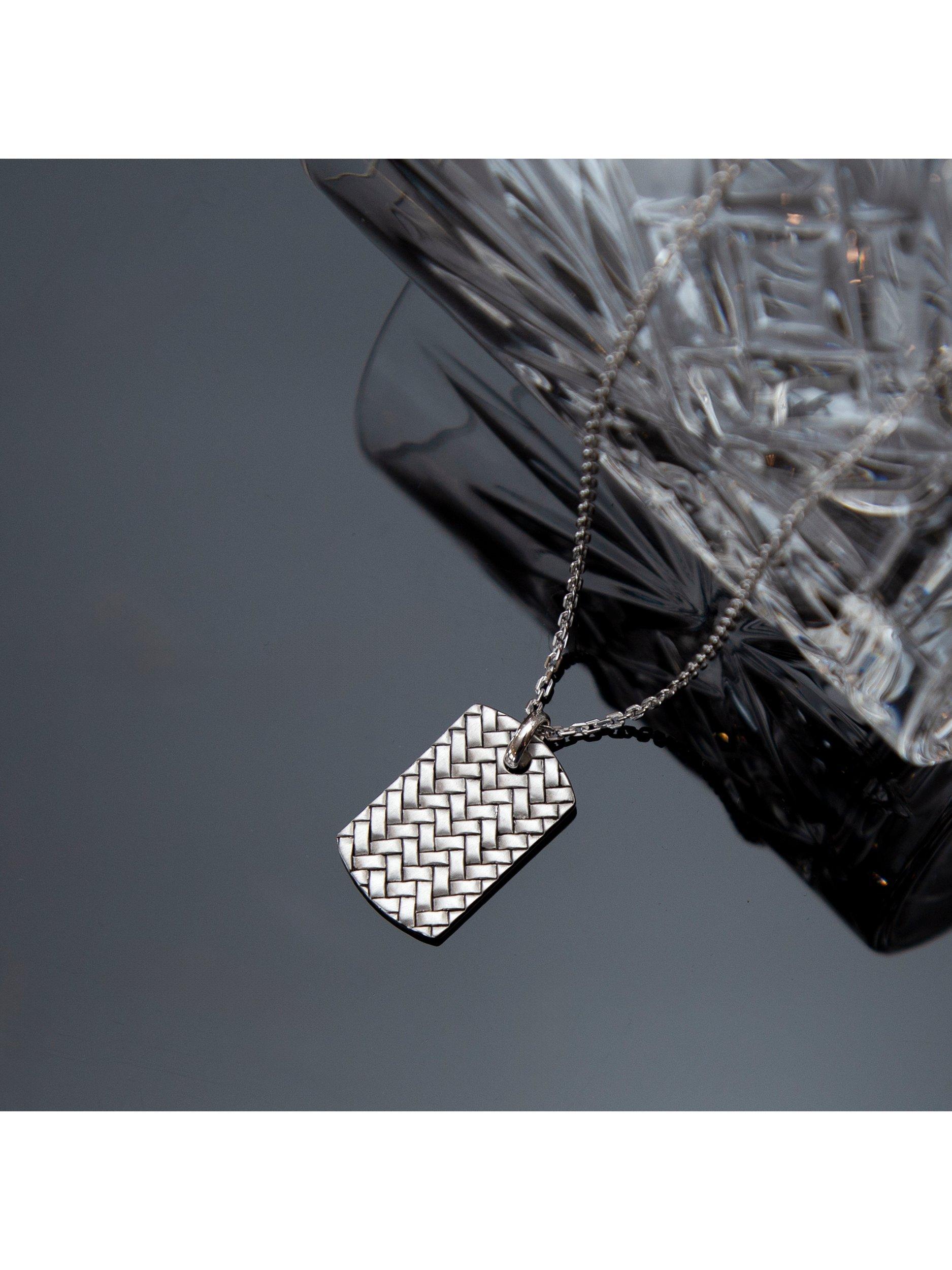 Product image 2 of 5, which shows Hoxton London Men's Braided Dog Tag Necklace, Silver