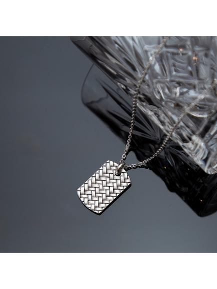 Hoxton London Men's Braided Dog Tag Necklace, Silver - view 2, Silver