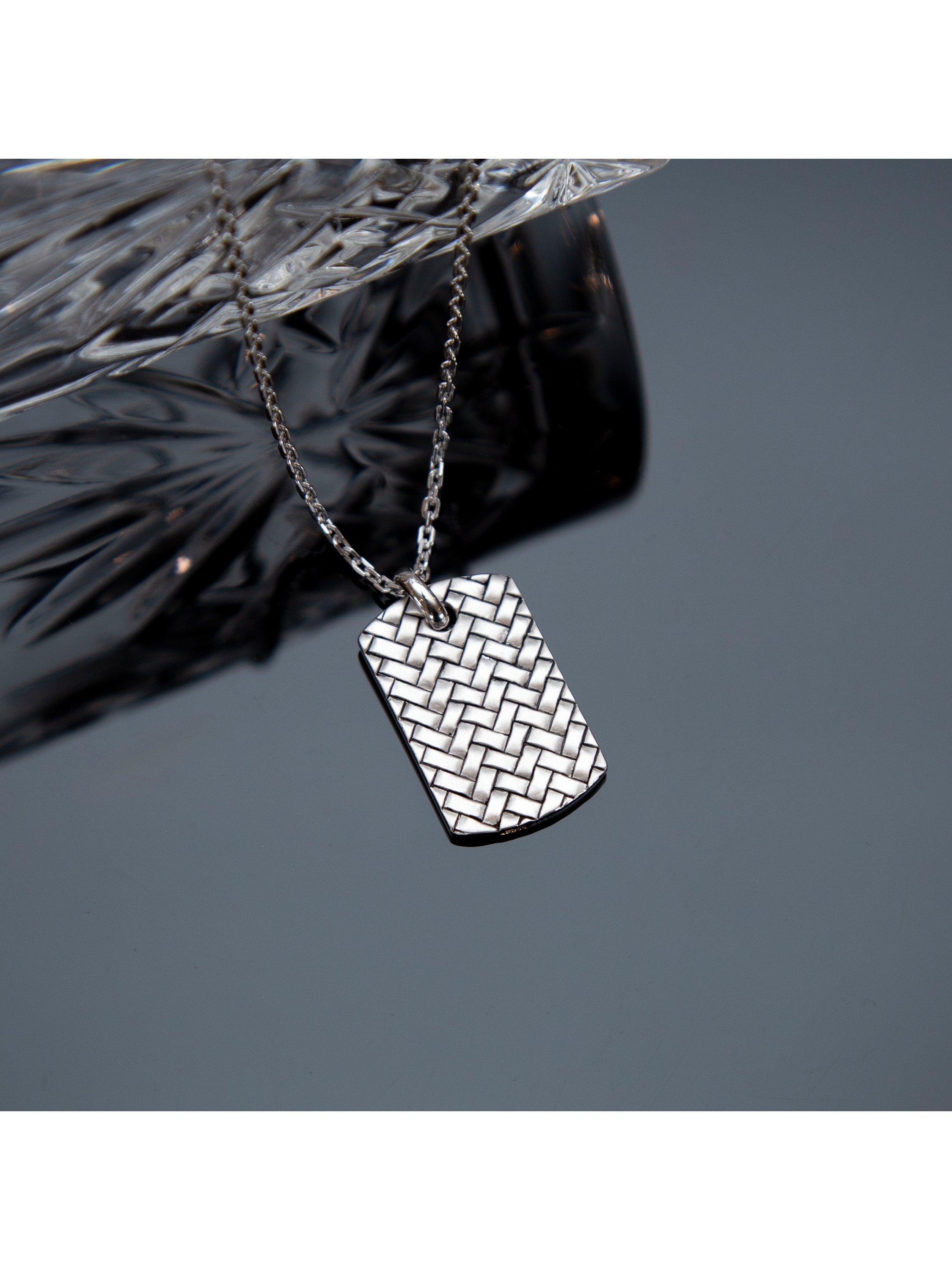 Product image 3 of 5, which shows Hoxton London Men's Braided Dog Tag Necklace, Silver