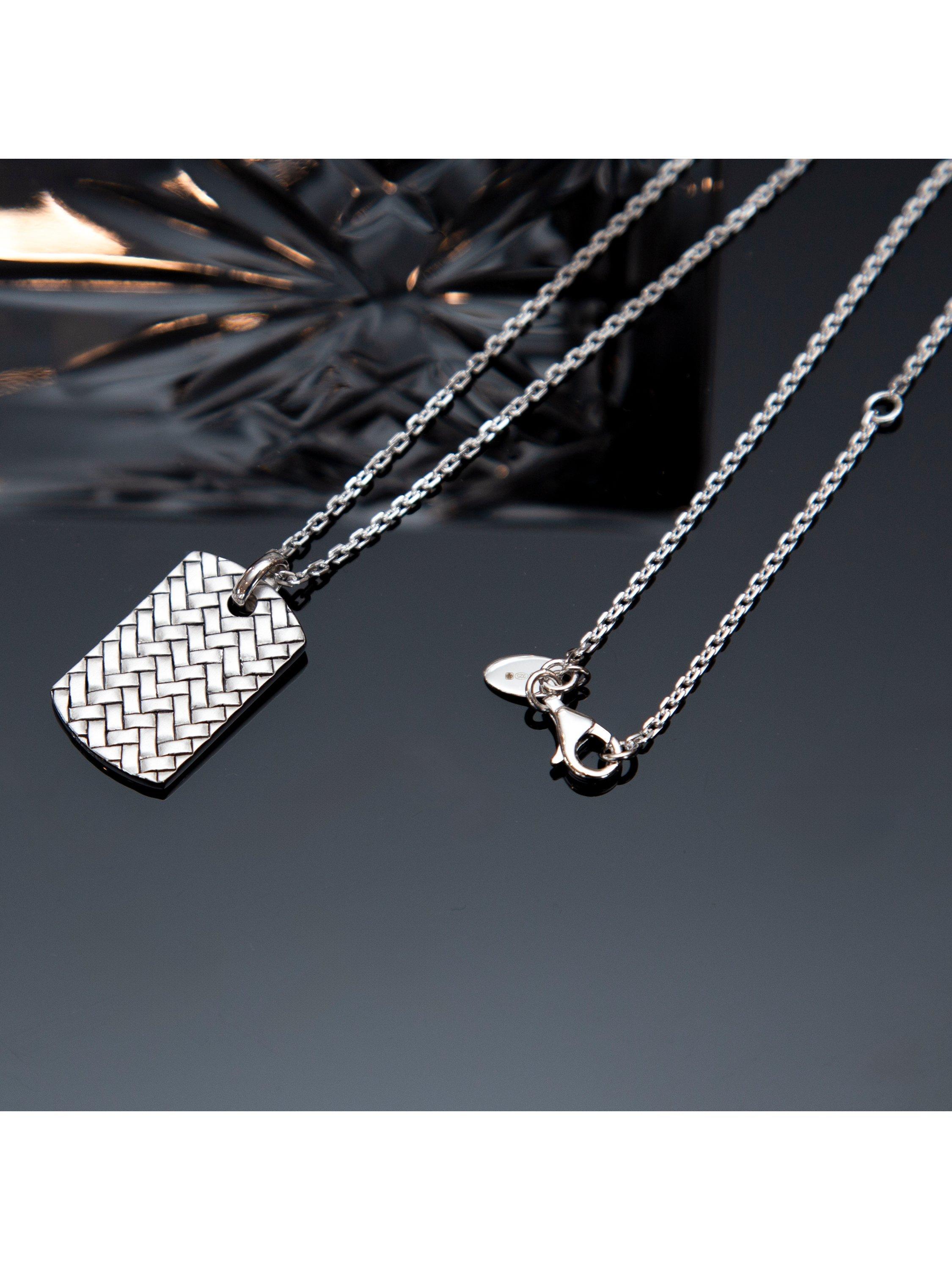 Product image 4 of 5, which shows Hoxton London Men's Braided Dog Tag Necklace, Silver