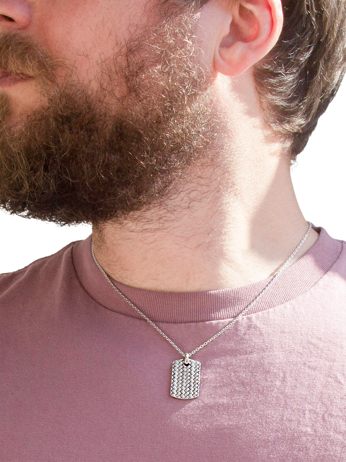 Product image 5 of 5, which shows Hoxton London Men's Braided Dog Tag Necklace, Silver
