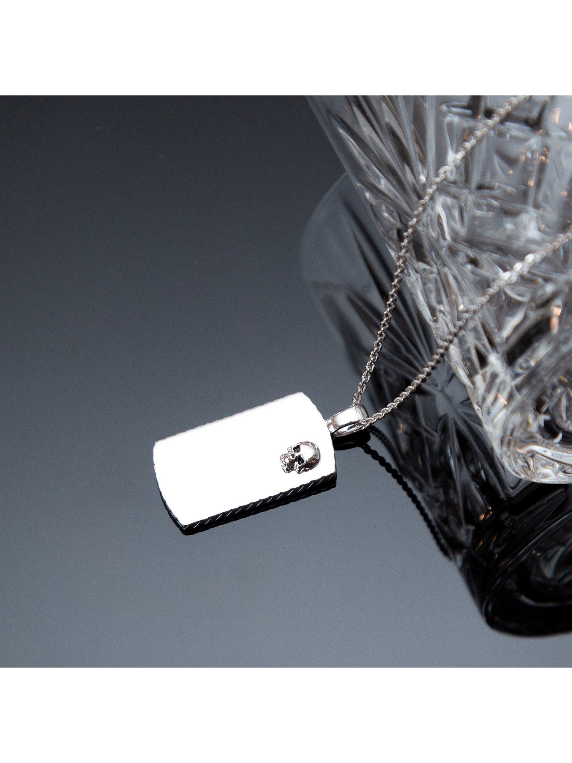 Product image 3 of 5, which shows Hoxton London Men's Rhodium Plated Dog Tag Adjustable Necklace, Silver