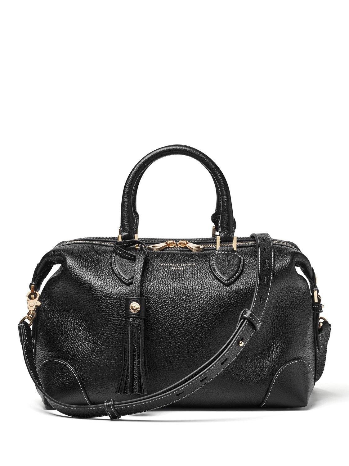 Aspinal of London Hudson Pebble Leather Bowling Bag Black