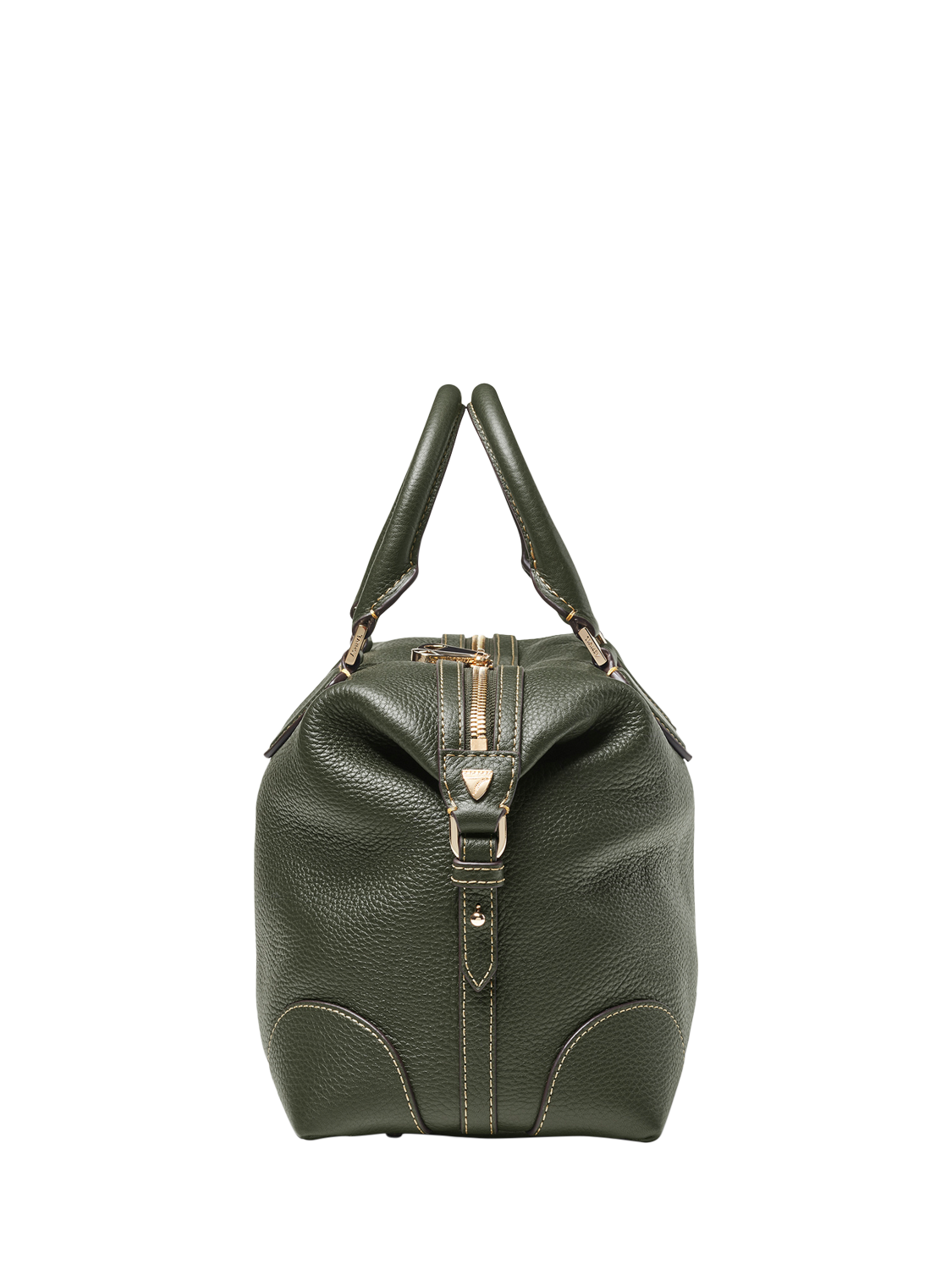 Product image 4 of 11, which shows Aspinal of London Hudson Small Grain Milled Pebble Leather Bowling Bag, Green