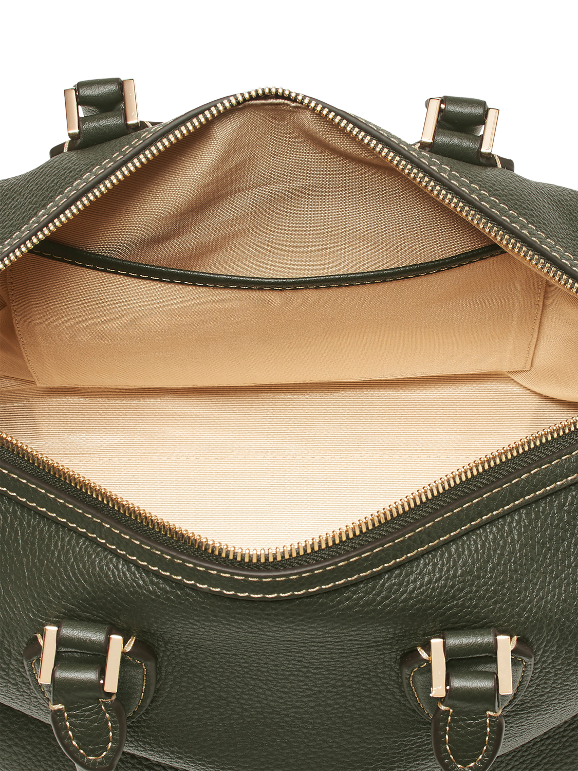 Product image 6 of 11, which shows Aspinal of London Hudson Small Grain Milled Pebble Leather Bowling Bag, Green