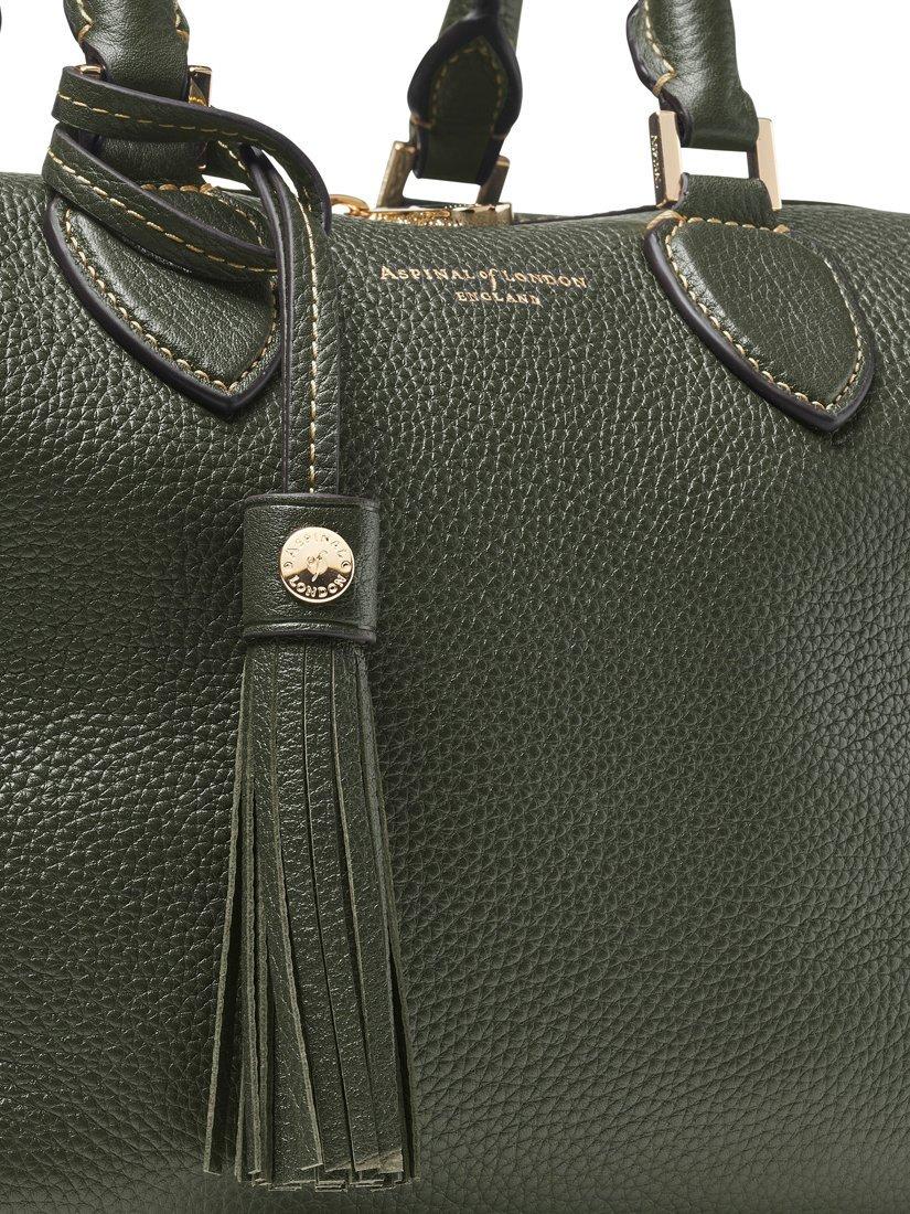 Product image 7 of 11, which shows Aspinal of London Hudson Small Grain Milled Pebble Leather Bowling Bag, Green