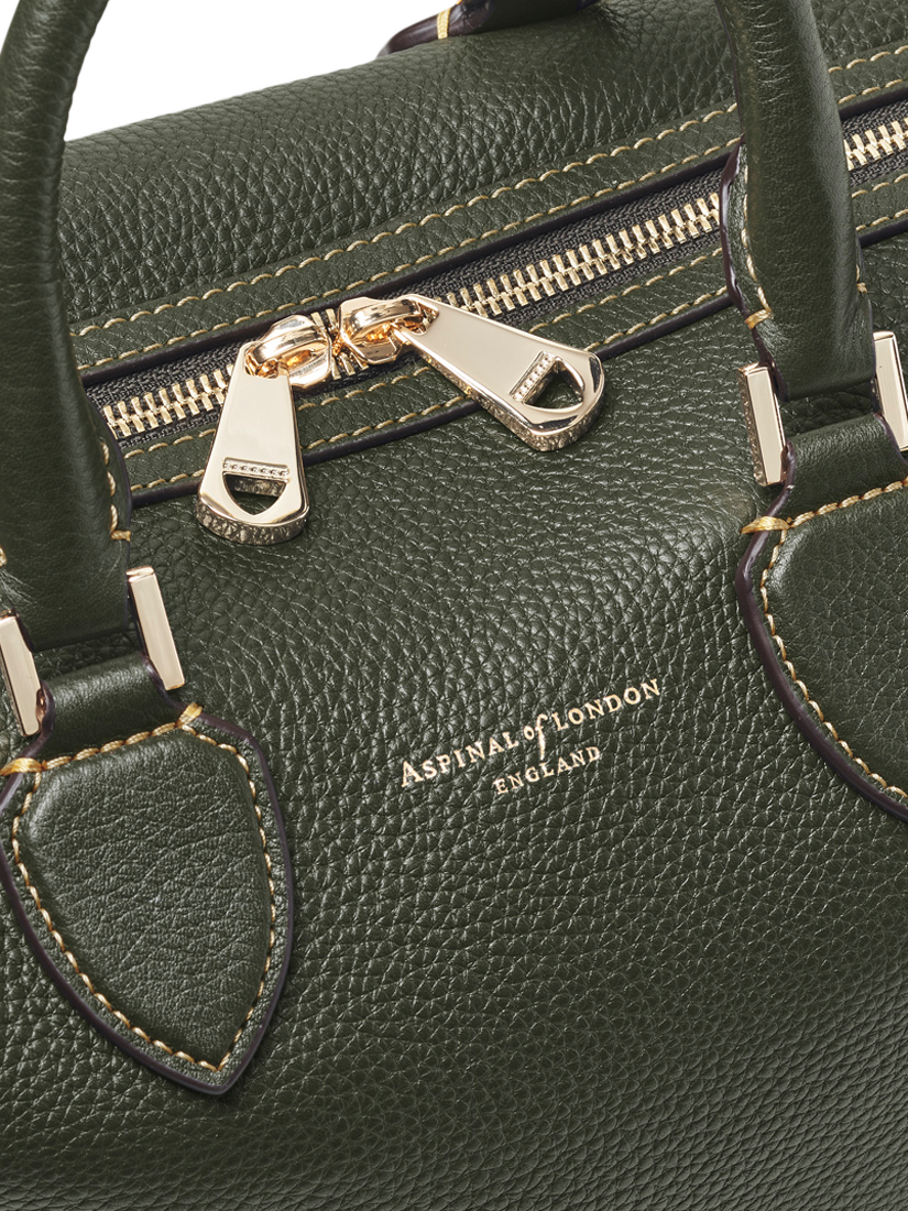 Product image 8 of 11, which shows Aspinal of London Hudson Small Grain Milled Pebble Leather Bowling Bag, Green