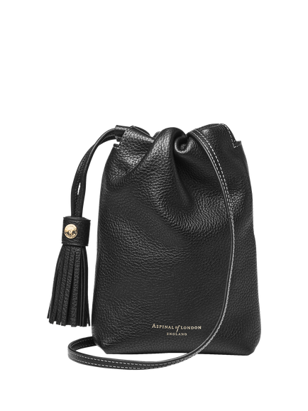 Aspinal of London Soho Pebble Leather Crossbody Pouch Bag, Black