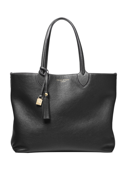 Aspinal of London Hudson Small Grain Milled Pebble Leather Oversized Tote Bag, Black