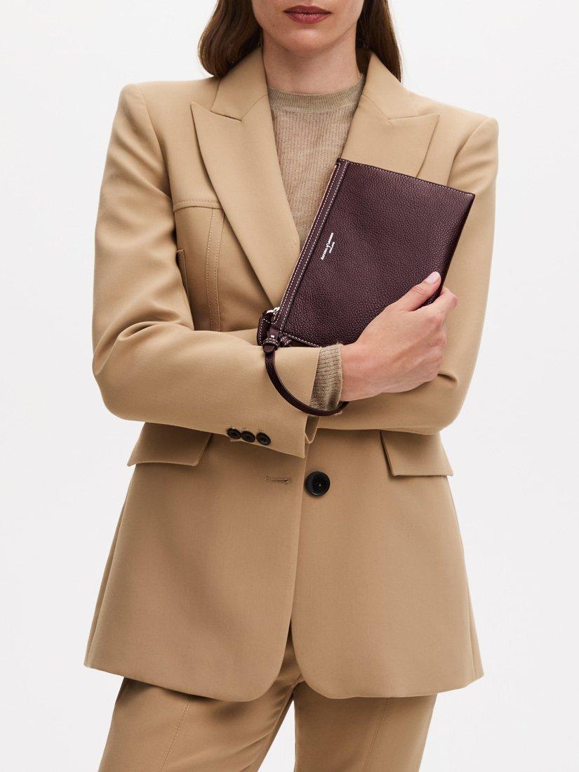 Product image 8 of 8, which shows Aspinal of London Hudson Small Grain Milled Pebble Leather Oversized Tote Bag, Wine