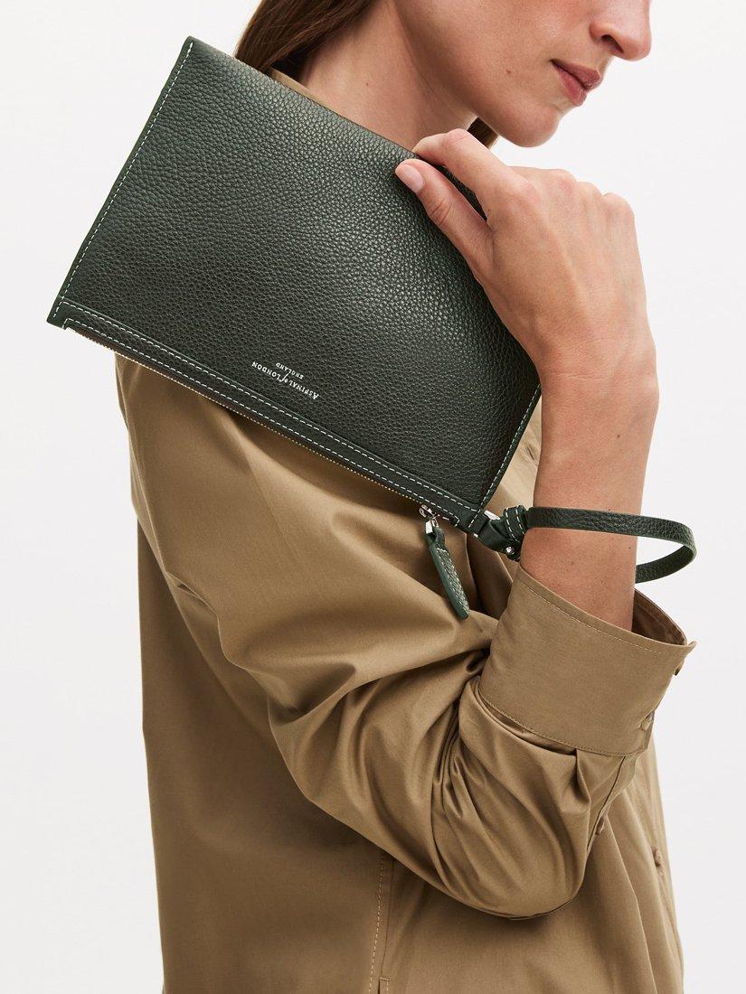Product image 8 of 8, which shows Aspinal of London Hudson Small Grain Milled Pebble Leather Oversized Tote Bag, Green