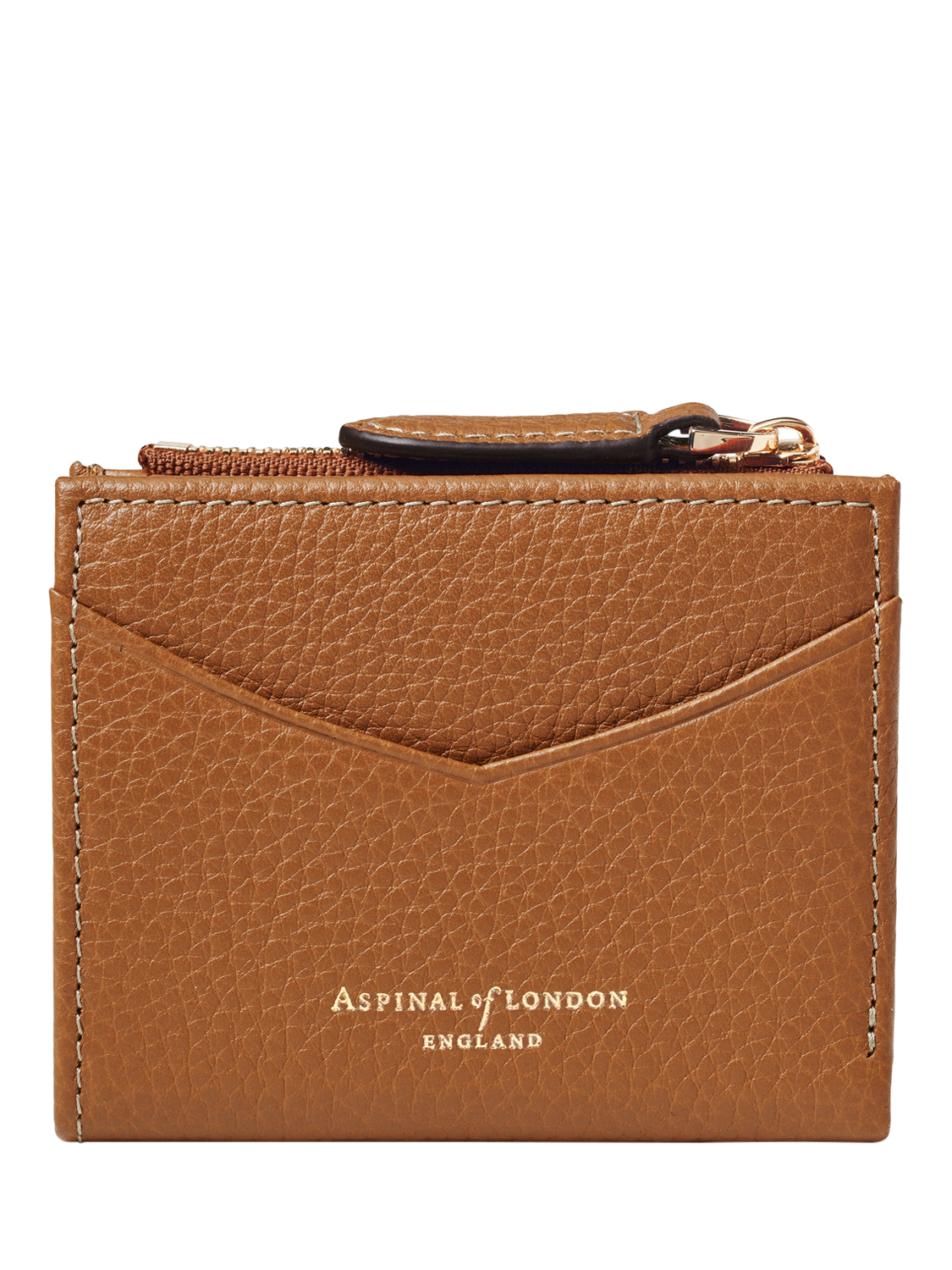 Product image 1 of 5, which shows Aspinal of London Hudson Leather Card Holder, Tan