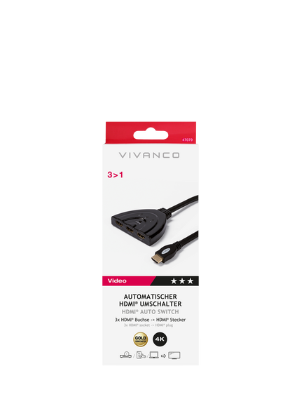 Vivanco Automatic 3-Way HDMI Switcher - view 2, 