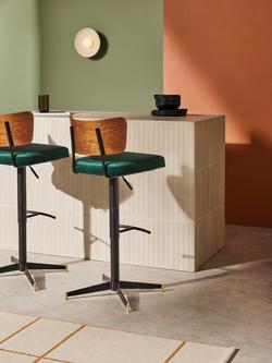 MADE Amalyn Bar Stool, Green Velvet. - view 2, Green