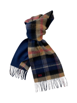 Solesmith Personalised Pure Lambswool Tartan Scarf, Navy, Navy