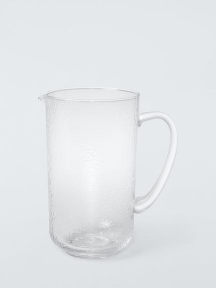 John Lewis X Deliciously Ella Hammered Glass Jug, 1.37L, Clear, Clear