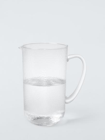 John Lewis X Deliciously Ella Hammered Glass Jug, 1.37L, Clear - view 2, Clear