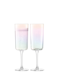 LSA International Iridescence Champagne Glass Flute, Set of 2, 210ml, Iridescenct - view 2, Iridescent