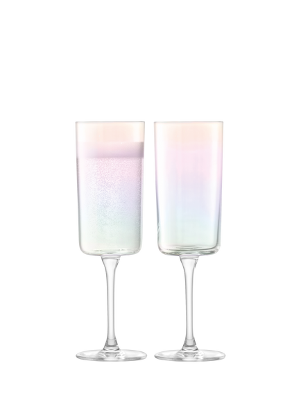 LSA International Iridescence Champagne Glass Flute, Set of 2, 210ml, Iridescent - view 2, Irridescent