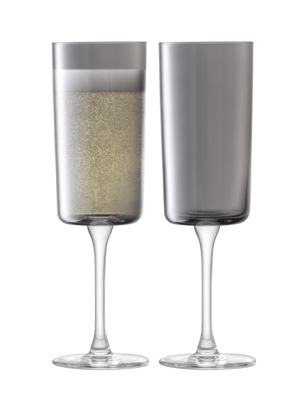LSA International Lunar Champagne Glass Flute, Set of 2, 210ml, Grey, Grey