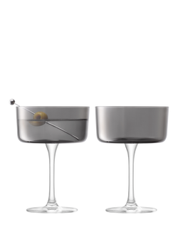LSA International Lunar Coupe Cocktail Glass, Set of 2, 230ml, Grey, Grey