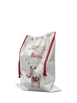 Solesmith Christmas Reindeer Personalised Toy Sack, Multi, Multi
