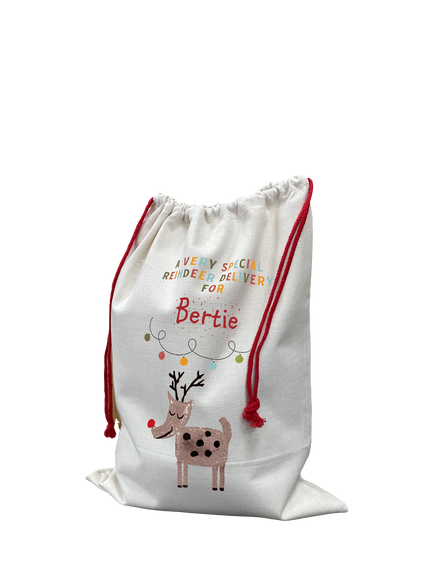 Solesmith Christmas Reindeer Personalised Toy Sack, Multi, Multi