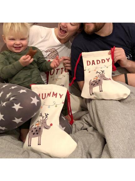 Solesmith Christmas Reindeer Personalised Stocking, Multi - view 2, Multi