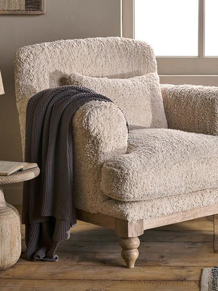 nkuku Otas Teddy Cotton Armchair, Off White - view 2, White Off White