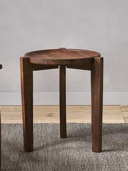 Nkuku Umar Acacia Wood Side Table, Dark Brown - view 2, Dark Brown